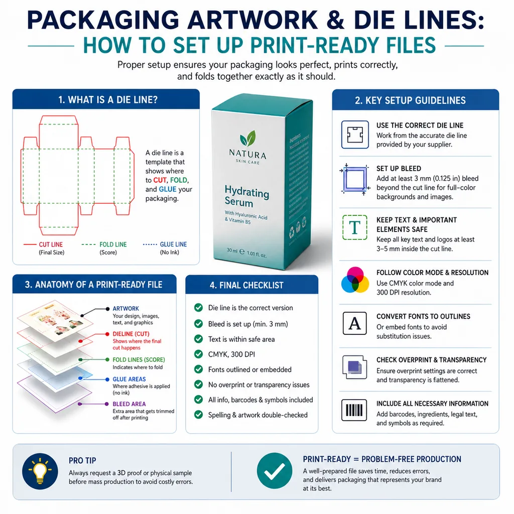 Packaging Artwork & Dielines: How to Set Up Print-Ready Files
