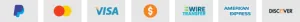 Accepted payment methods: PayPal, Mastercard, Visa, wire transfer, American Express, and Discover